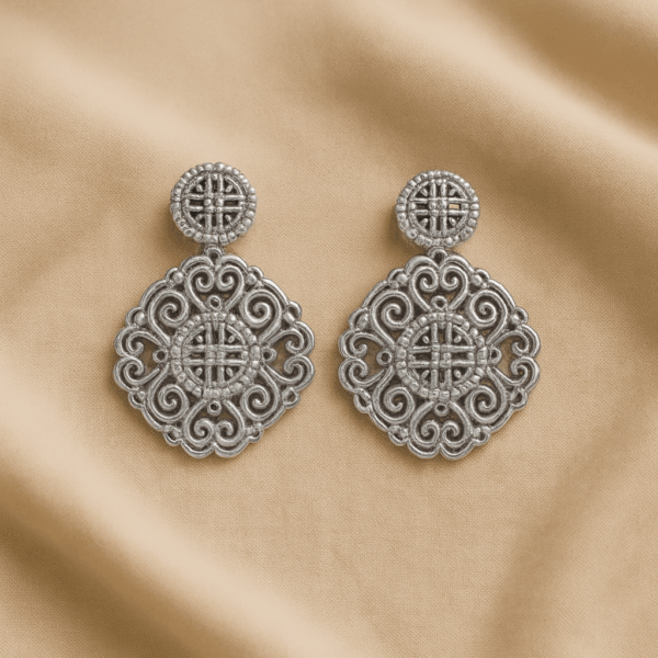 Flower Dangle Earrings 925 Sterling Silver