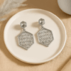 Silver Hexagon Dangle Earrings