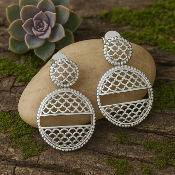 925 Sterling Silver Round Dangle Earrings