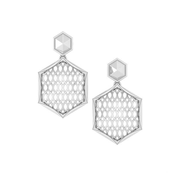 925 Sterling Silver Hexagon Dangle Earrings Fashion Jewelry For Party Wear