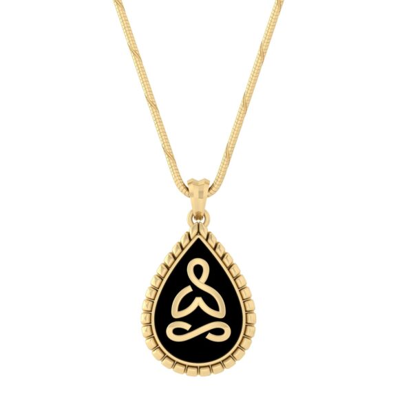 Black Enamel Gold Plated Yoga Necklace Handmade Jewelry