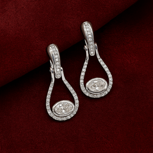 Silver White Cubic Zirconia Dangle Earrings