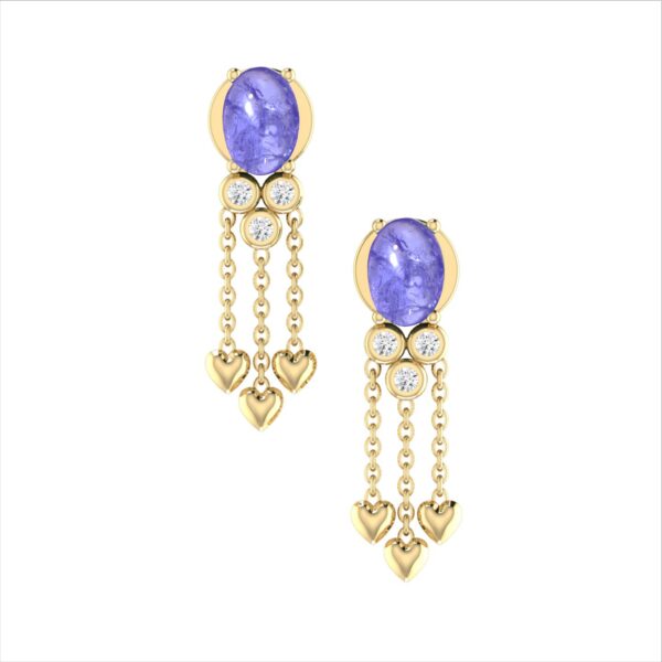 925 Sterling Silver Tanzanite Gemstone White CZ Gold Plated Dangle Earrings Fashion Jewelry
