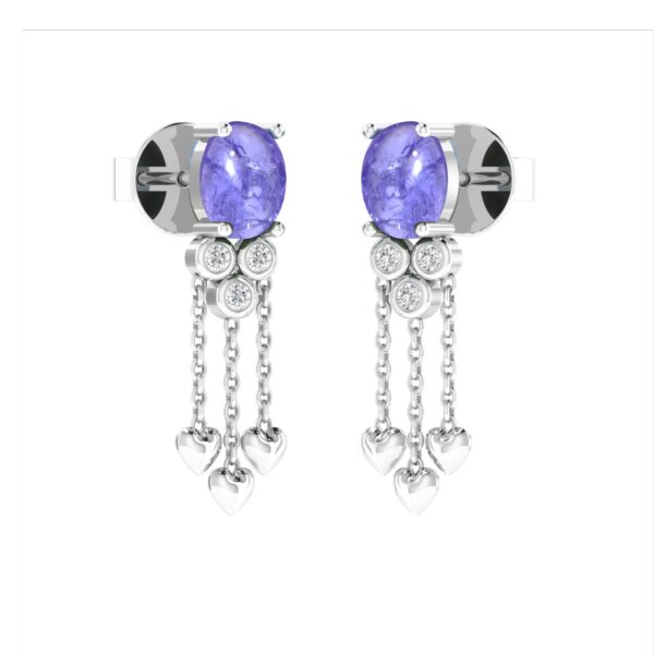 925 Sterling Silver Tanzanite Gemstone White CZ Dangle Earrings Fashion Jewelry