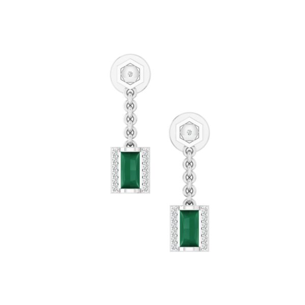 925 Sterling Silver White CZ Green Onyx Dangle Earrings Fashions Jewelry for Women's