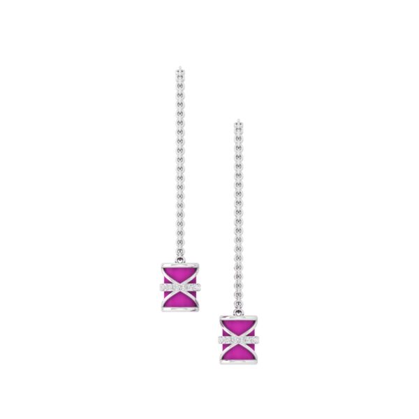 925 Sterling Silver White CZ Enamel White Rhodium Dangle Earrings Fashion Jewelry