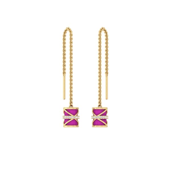 925 Sterling Silver White CZ Enamel Dangle Earrings Fashion Jewelry
