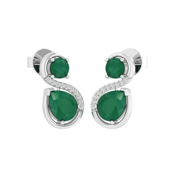 925 Sterling Silver Green Onyx Cubic Zirconia Stud Earrings Fashion Jewelry