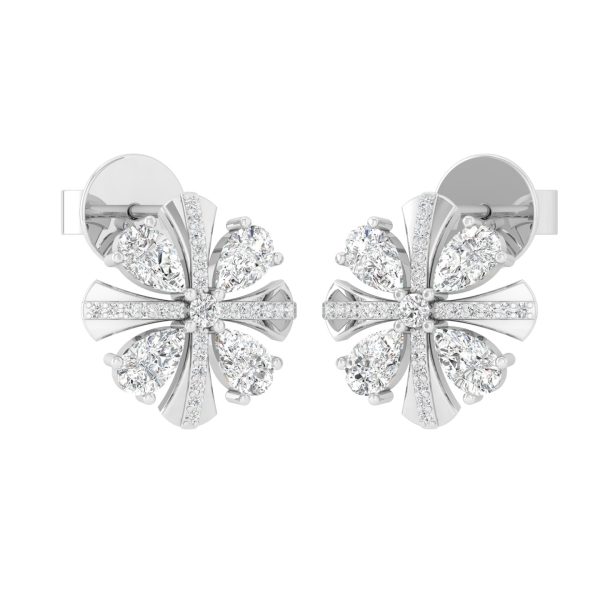 925 Sterling Silver Cubic Zircon Flower Stud Earrings Jewelry For Women's