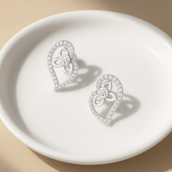 Silver Flower Shape Stud Earrings