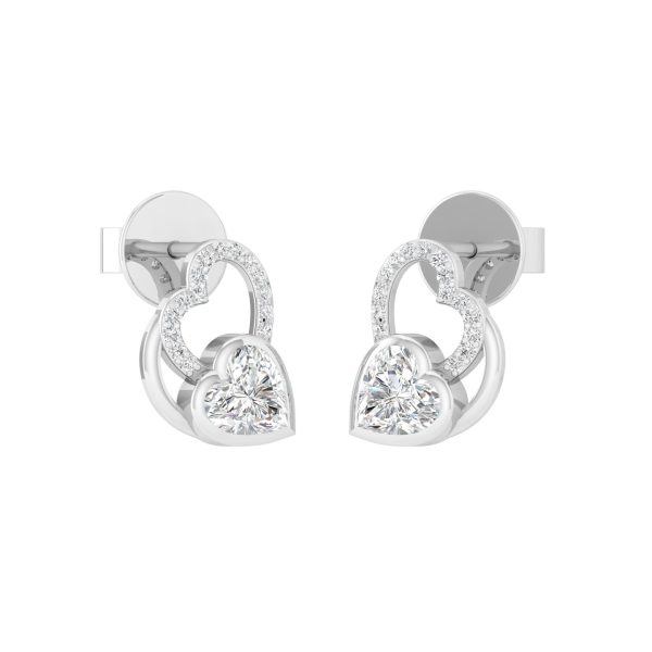 925 Sterling Silver White CZ Heart Shape Stud Earrings Women's Jewelry