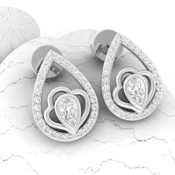 Cubic Zirconia Pear Shape Blaine Stud Earrings 925 Sterling Silver Women's Jewelry