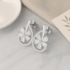 White CZ Flower Stud Earrings