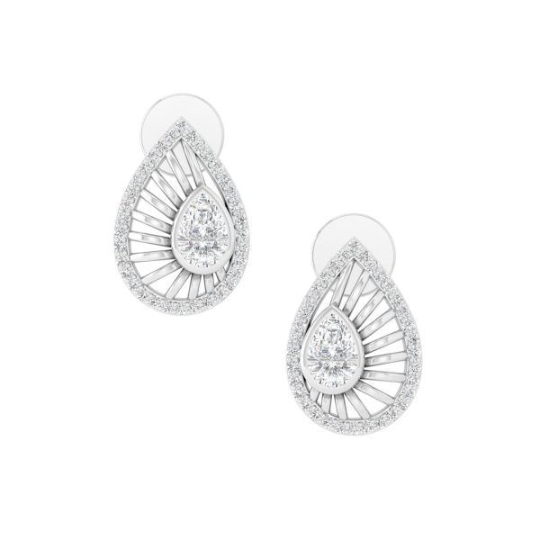 Cubic Zirconia Pear Shape Stud Earrings 925 Sterling Silver Party Wear Jewelry