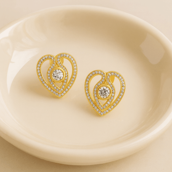 White Rhodium Heart Stud Earrings