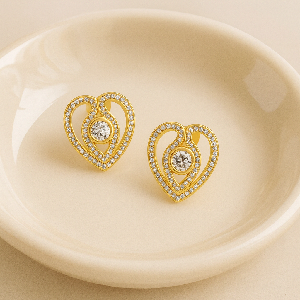 DE3804-1 (3) White Rhodium Heart Stud Earrings