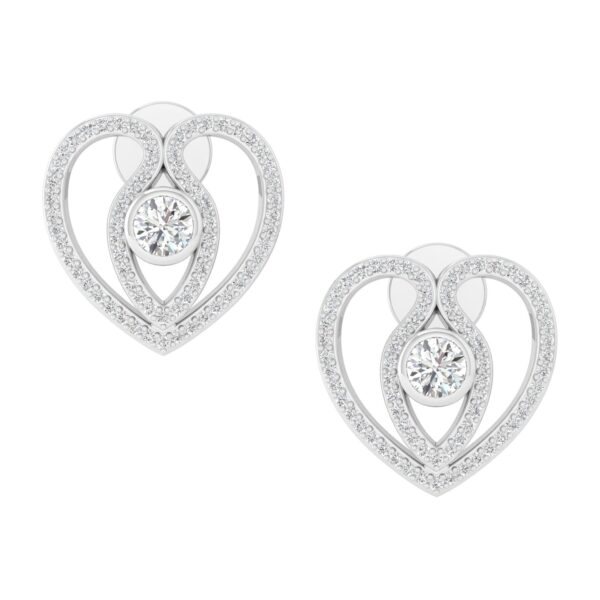 Cubic Zirconia 925 Sterling Silver White Rhodium Heart Stud Earrings Fashion Jewelry