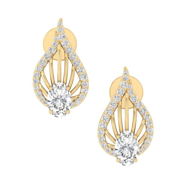 14k Gold Plated 925 Sterling Silver Pear Shaped Cubic Zirconia Stud Earrings Fashion Jewelry