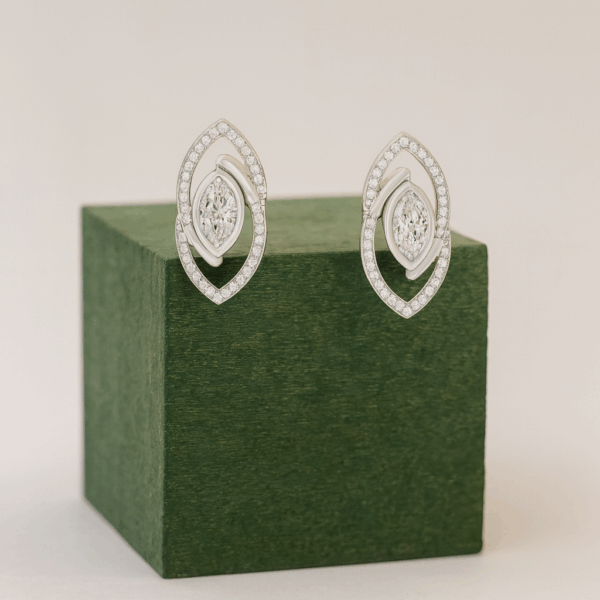 Silver Marquise Shape Stud Earrings