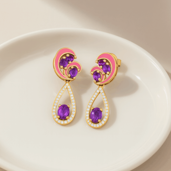 Dangle Earrings with Amethyst