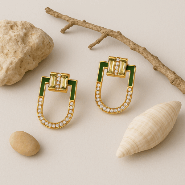 Enamel Geometric Stud Earrings