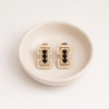 White CZ Enamel Geometric Stud Earrings