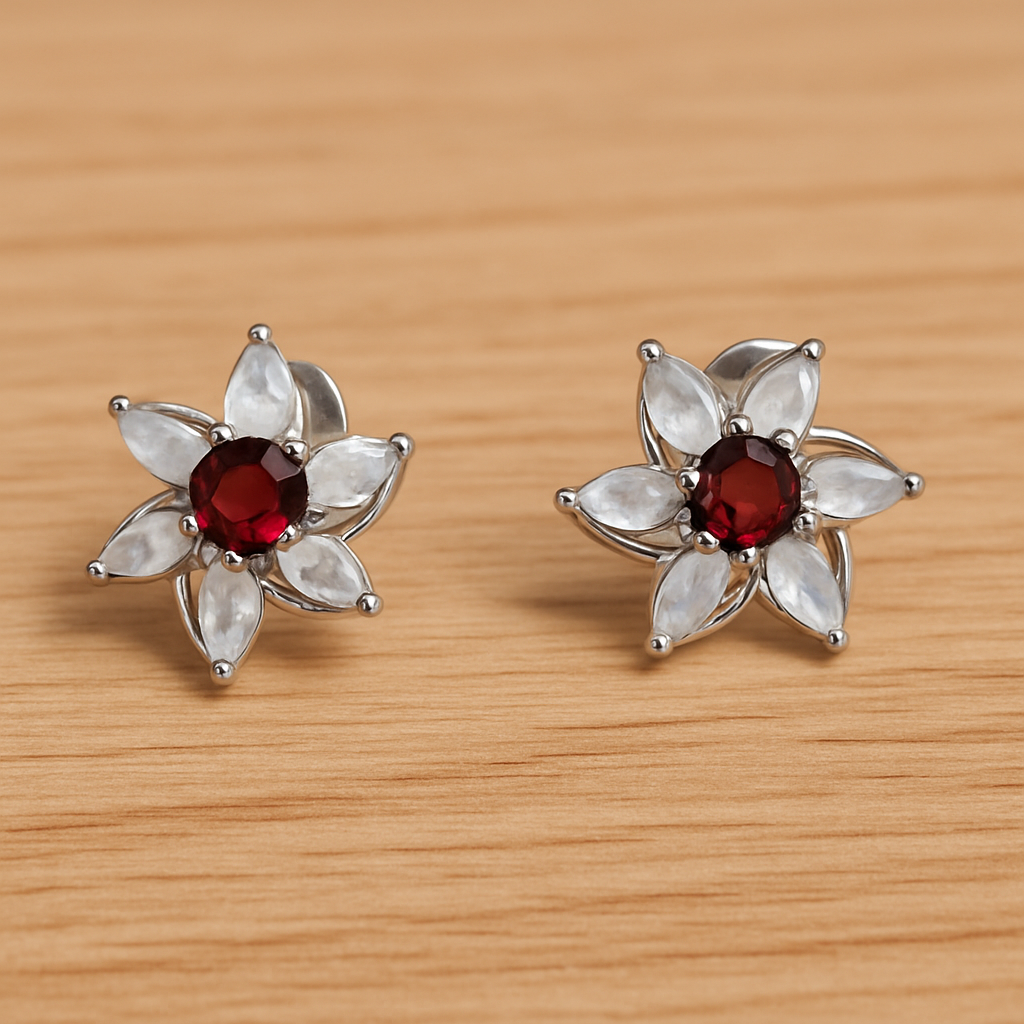 DE3442-3 Rainbow Moonstone Earrings