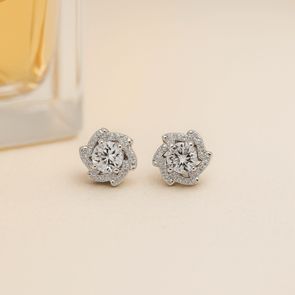 Silver Flower Stud Earrings