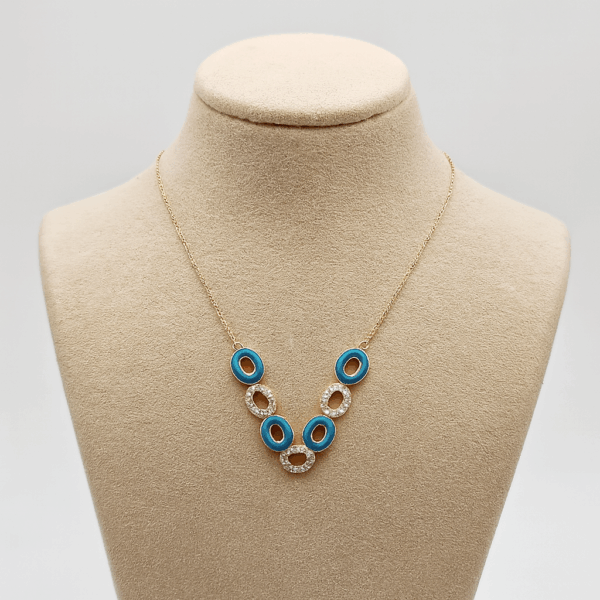 Turquoise Enamel Oval Link Necklace