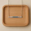 Blue Enamel White CZ Bar Necklace
