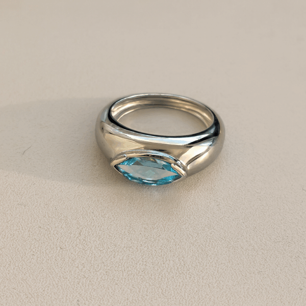 Marquise Blue Topaz Solitaire Ring