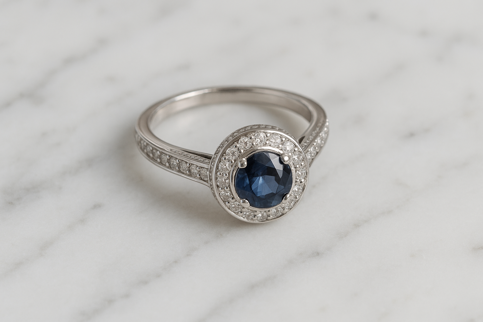 HG0718-3 Silver Blue Stone Solitaire Ring