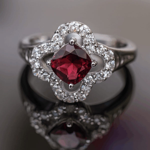 Garnet Cubic Zirconia Solitaire Ring