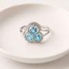 Sterling Silver Sky Blue Topaz CZ Trio Cluster Ring