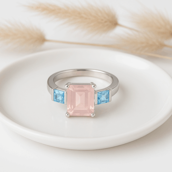 Blue Topaz Three-Stone Ring