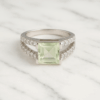 Green Amethyst CZ Split Shank Promise Ring