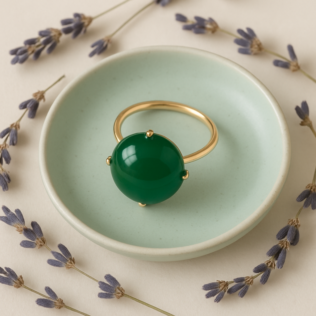 HG1190-1 Green Onyx Solitaire Ring