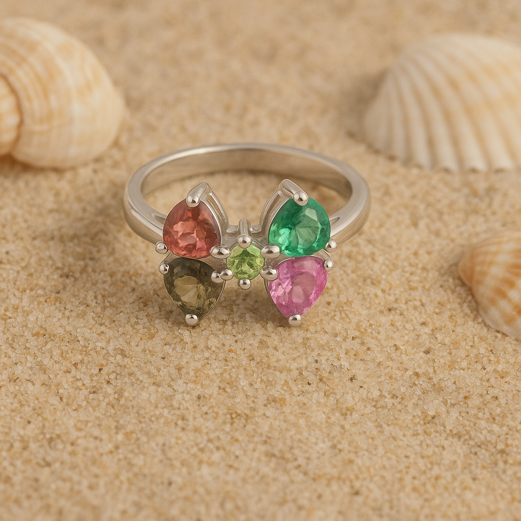HG1362-1 Multi Tourmaline Bee Ring