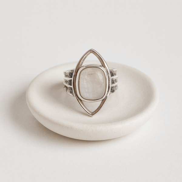 Silver Geometric Statement Ring