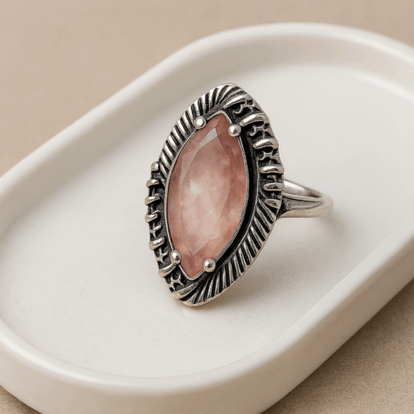 Rose Quartz Marquise Statement Ring