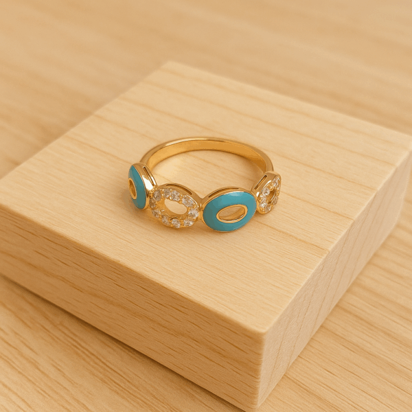 White CZ Band Ring Gold Plated Jewelry