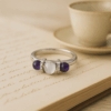 Moonstone Amethyst White CZ Ring |