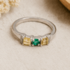 Citrine Green White CZ Ring