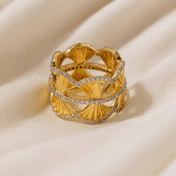 Silver Gold Plated Wide Band Ring