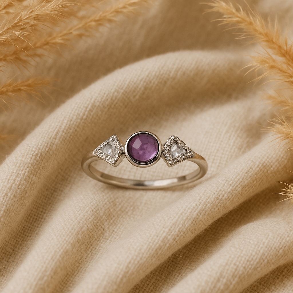 HG6466AME,WCZ-1 925 Sterling Silver Amethyst Ring